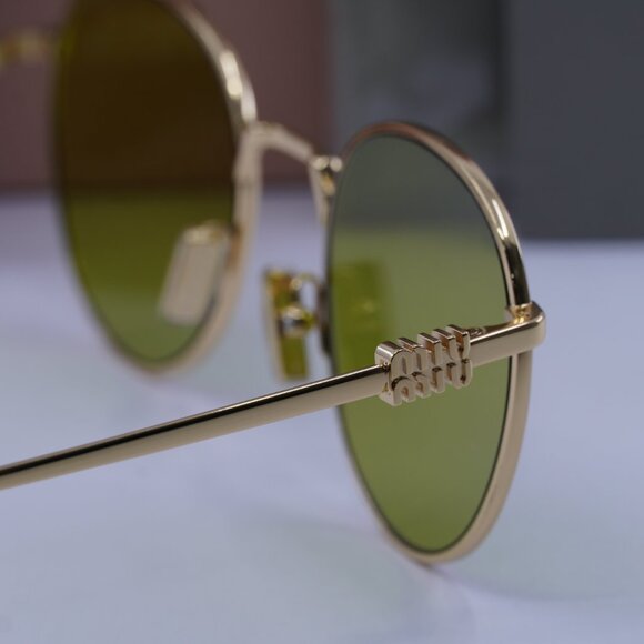 Miu Miu MU55ZS 5AK07O Round Sunglasses – Gold - Picture 5 of 9